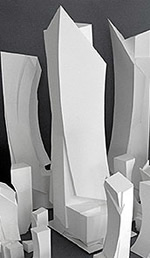 Maqueta en blanco y negro del proyecto del edificio